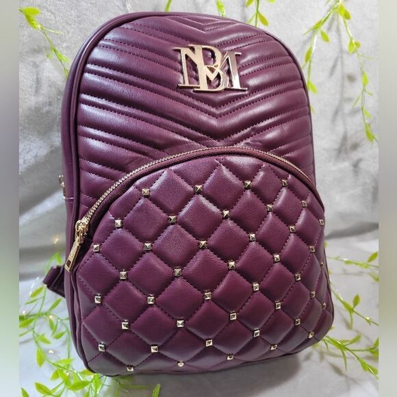 NWT Badgley Mischka Pocket Studded Backpack in Plum - Picture 11 of 14